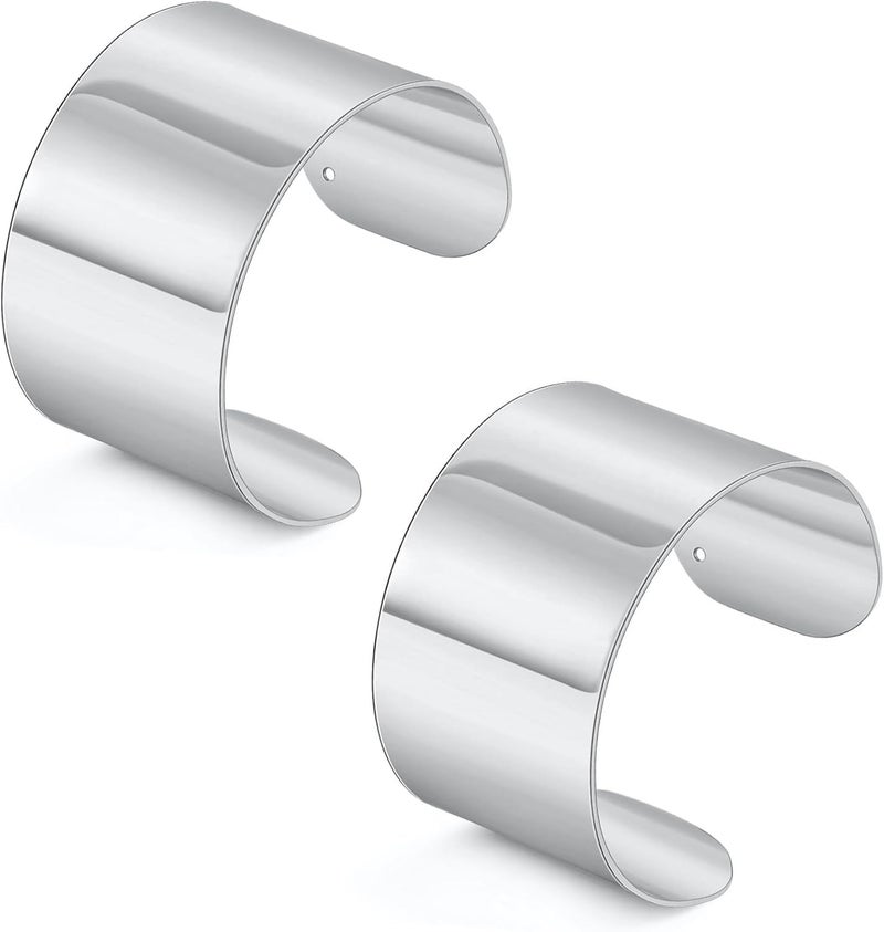 CASDAN 2Pcs Cuff Bangle Bracelets for Women Open Wide Bracelets Adjustable Wrist Cuff Wrap Bracelet - Image 1